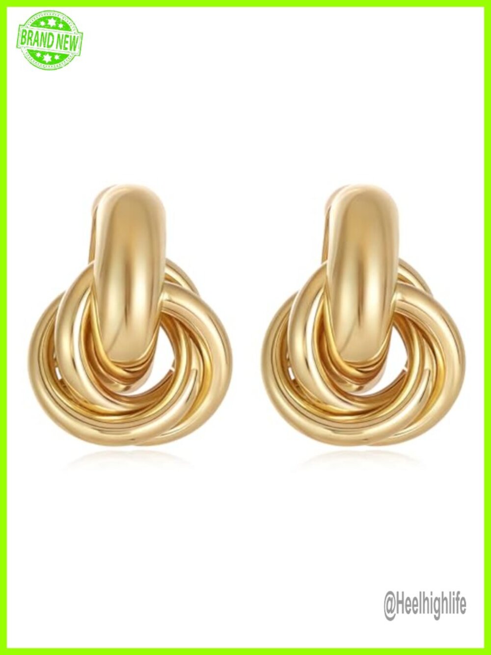 14K Gold Silver Plated Knot Drop Dangle Earrings Chunky Statement Jewelry